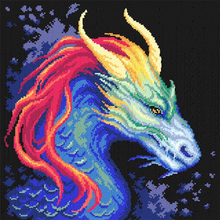 Borduurstramien - 3574 - A Dragon 40x40 cm (STRAMIEN ZONDER GARENS)