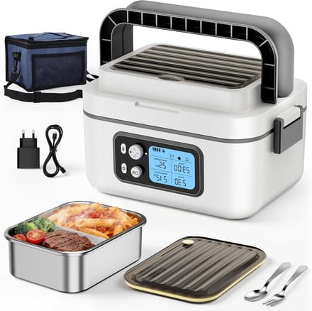 Verwarmde Lunchbox - Elektrische Bento - Warme Maaltijd - Grote Capaciteit - 15 Liter - Grijs