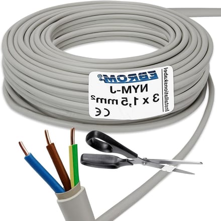 Installatiekabel - Mantelkabel - Vaste Installatie - Per Meter Bestelbaar - 3x15 mm2 - Grijs