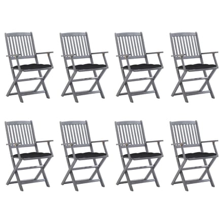 vidaXL - Inklapbare - stoelen - 8 - st - met - kussens - massief - acaciahout