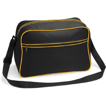 Retro Schoudertas BagBase met verstelbare riem - 18 Liter Black/Gold