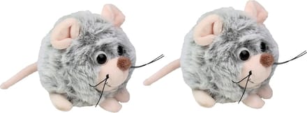 Imware Muizen knuffel - 2x - 9 cm - grijs - muis knuffeldier - pluche