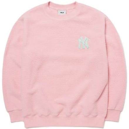 Série de Logos de Base MLB Logo des New York Yankees Sweat à Capuche Épais Col Rond en Polaire Sweatshirt Mixte Rose 3AMTF5116-50PKL S white
