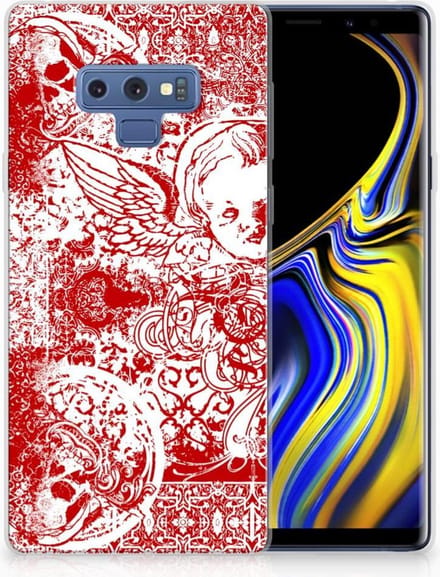 Silicone Back Case Samsung Galaxy Note 9 Angel Skull Rood