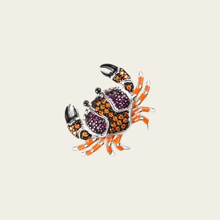 Zilveren Tropische Krab hanger met zirkonia's
