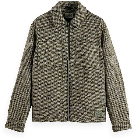 Scotch & Soda Multicoloured Tweed Wool-blend Overshirt Green / Beige Tweed Taglia: L | Giacche Outlet | Uomo | Verde