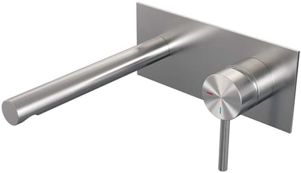 Brauer Brushed Edition Inbouw Wastafelmengkraan met Rechte Uitloop en Afdekplaat Model A1 RVS Geborsteld PVD