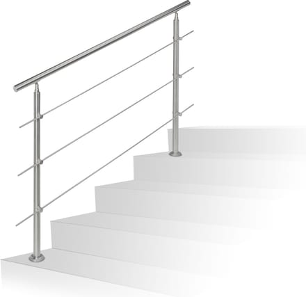 relaxdays balustrade set rvs voor buiten, tot 1,5 m lang hekwerk roestvrij staal