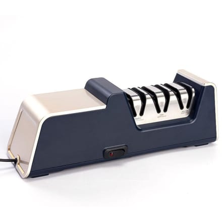 Affûteur de couteaux électrique RISAM Dernier système d'affûtage amélioré Possède une pierre d'affûtage diamantée professionnelle de polissage Gadget de cuisine Electric Knife Sharp white