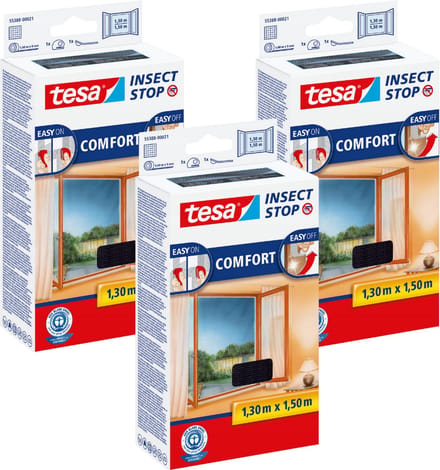 Tesa COMFORT - Raamhor - 1,3x1,5m - Zwart - Herbruikbaar