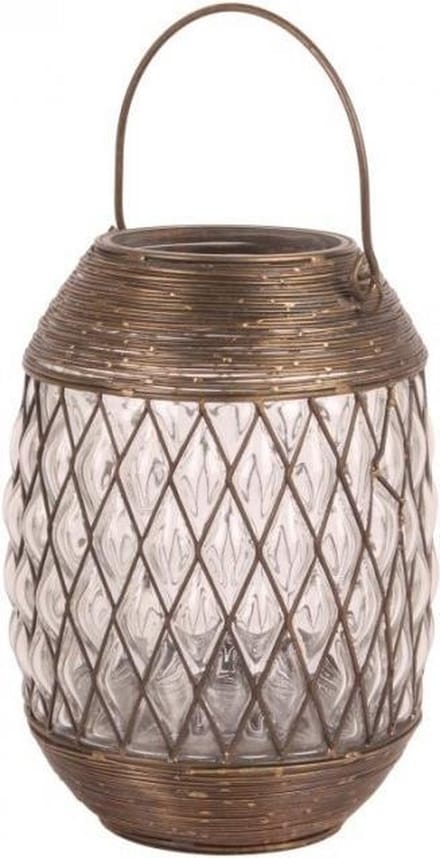 Lantaarn 27 cm koper bruin / goud glas | 10704603 | Dutch Style