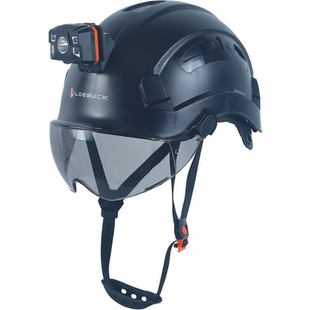 LOEBUCK Veiligheidshelm met Veiligheidsbril & LED Koplamp, Industriële Veiligheidshelm voor Bouwwerkzaamheden 53-64cm gray