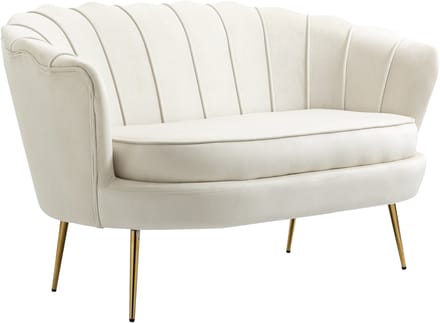 HOMCOM-2-Sitzer-Sofa-Polyester, Metall-130L x 77B x 77H cm-Cremeweiß