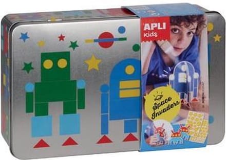 Apli Kids stickerspel robots metalen doos