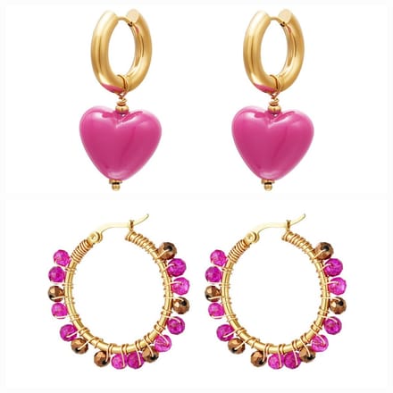 Yehwang |2 delig "earparty Heart" | stainless steel
