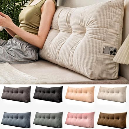 Driehoekig Hoofdkussen - Leeskussen Rugsteun - Comfortabel Lezen - Afneembare Sloop - 100 x 50 cm - Wit