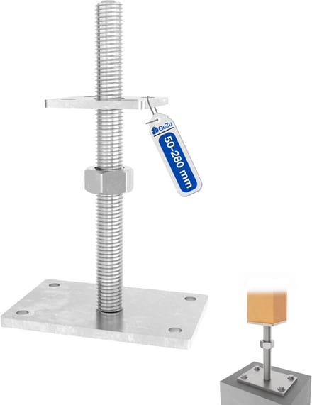 GeZu Impex Verstelbare Paalhouder Met Moer 100 x 100 mm Gegalvaniseerd