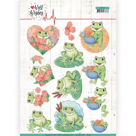 Frogs Well Wishes 3D Cutting Sheet ( knipvel) by Jeanine's Art 1 stuks