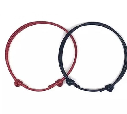 2 stuks-Armband-Zwart-Rood-1 mm - Charme Bijoux