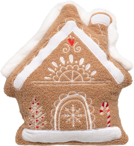 Fééric Lights and Christmas Sierkussen Peperkoeken Huisje - 35x40cm - Bruin