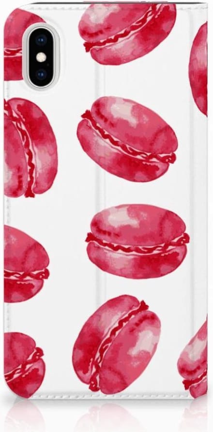 Apple iPhone Xs Max Flip Style Cover Pink Macarons