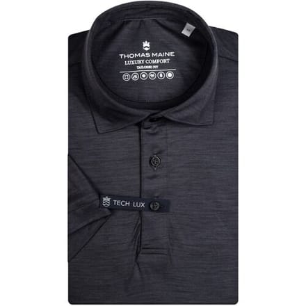Thomas Maine Polo Wool Short Sleeve Luxury Comfort Dark Silver / male