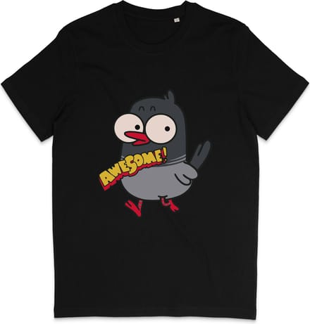 Grappig T Shirt Heren en Dames - Cartoon Vogel Awesome Geweldig - Zwart - L