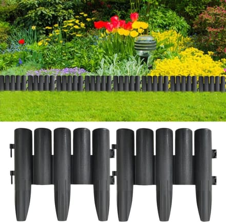 Gazonrand - 36 stuks - 10 Meter - Borderrand met Houtlook - UV-bestendig - Antraciet