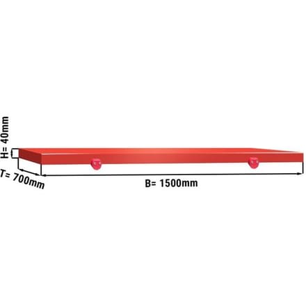 GGM Gastro Schneideplatte für Arbeitstisch - 1500x700mm - HACCP-Konform - Rot Rood