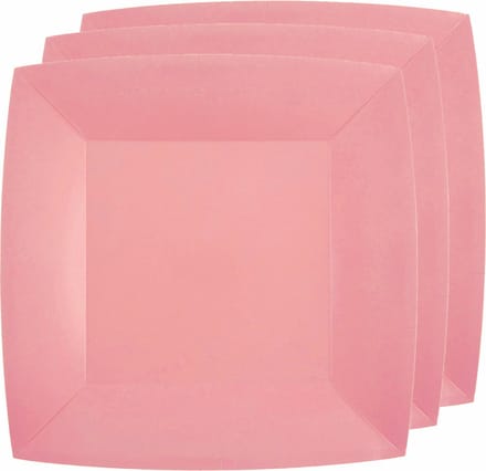 Santex Feest gebaksbordjes - roze - 10x - karton - 18 cm - vierkant - kartonnen feestbordjes