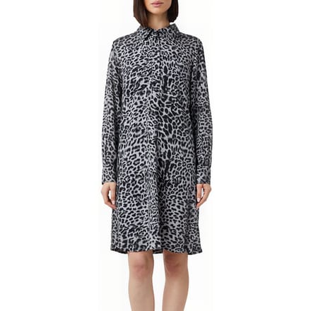 Leopardprint Viscose Lange Mouwen Overhemdjurk Met Kragen Voor Vrouwen COMMA