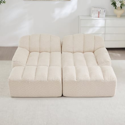 MODFU Modulaire Bank - Frameloos En Ergonomisch - Voor Woonkamer - Fleecestof - Beige Wit