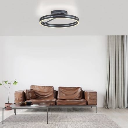 PURE LED plafondlamp Loop, grijs, metaal, Ø 60 cm, CCT