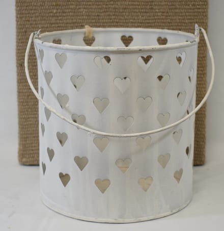 ZoeZo Design - grote kandelaar - Windlicht - kaarshouder - metaal - vintage wit - H20 x Ø20 cm