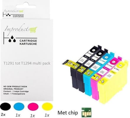 Improducts® Inktcartridge - Alternatief Epson T1295 Multipack + extra zwart