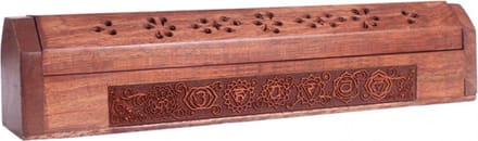 Wierookstokjes brander en bewaardoos 7 chakras - 31x5.5x6 - Hout