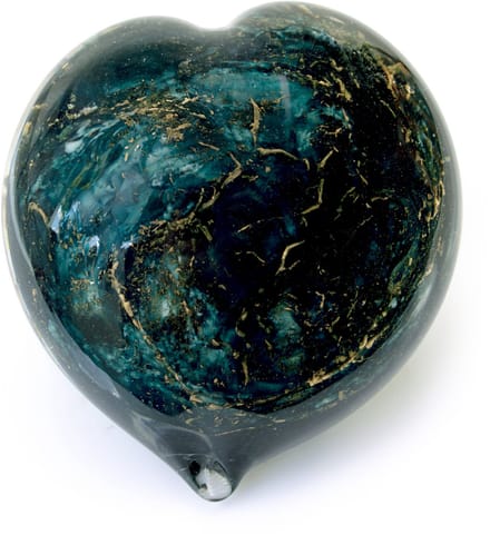 Loranto - Urn - Mini urn Hart - Groen/Bladgoud - Kleine glas urnen
