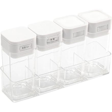 Kruidencontainer Compact Draagbaar Transparant Specerijenflesje voor Keuken Thuis 4 Kruiden white