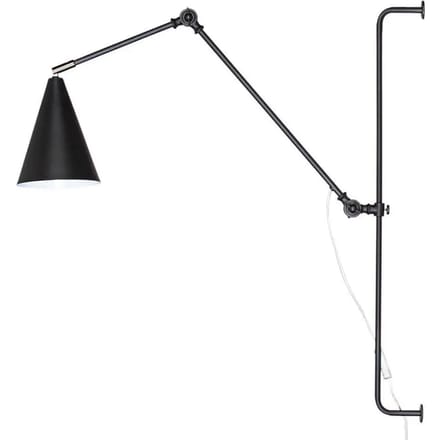 By Rydéns wandlamp Yukon Long, matzwart, metaal, E27