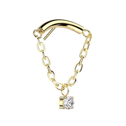 Piercing push in chain met steen hangertje 1.2x6 - goud - LMPiercings
