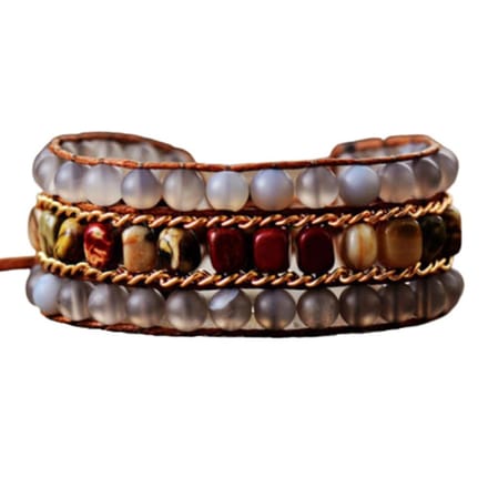 Marama - wikkelarmband Onyx Jasper - dames armband - Onyx - 50 cm - cadeautje voor haar