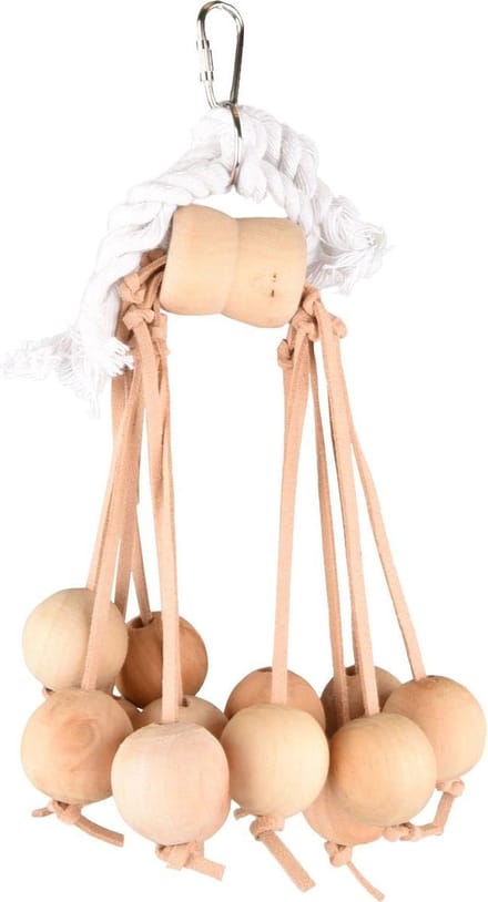 Flamingo Vogelspeelgoed Appi Ballen - Beige/Wit - 26 x 11 x 11 cm