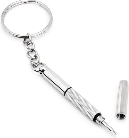 Knaak Bril Schroevendraaier 3-in-1 - Sleutelhanger - Platte & Kruiskopschroevendraaier - Zilver
