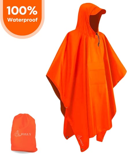 FOXLY® Regen Poncho Unisex - Fietsponcho - Dames & Heren - Waterdicht - Oranje