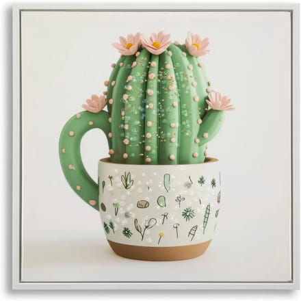 Muurdecoratie afdruk op ster met lijst pot cactus B Mauro Ferretti Laccata