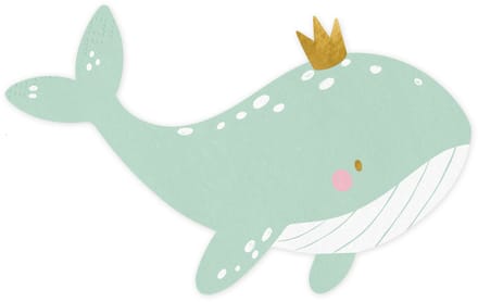 PartyDeco - Servetten - Walvis met Kroontje - 20 stuks - Babyborrel - Babyshower - Versiering