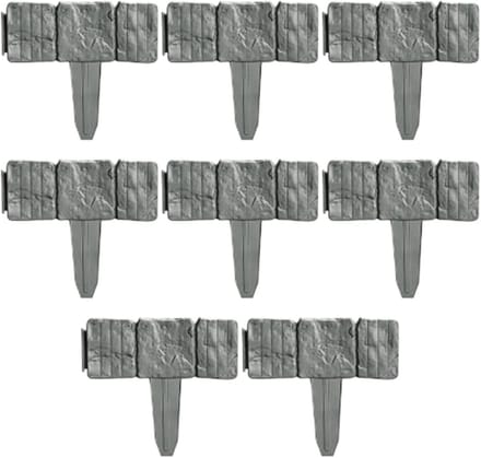 Tuinrand Stenen Look - Kunststof Randen - Bloembed Afscheiden - Zonder Graven - 10 Stuks - Grijs