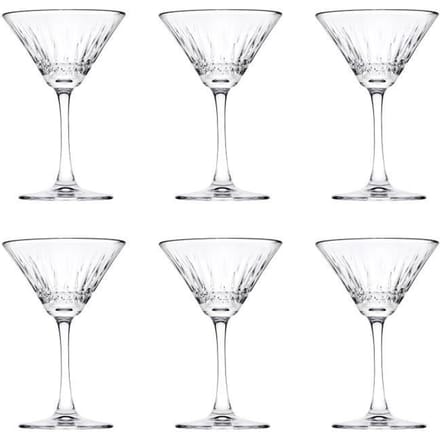 Verres à Cocktail Elysia Set de 6, 220 ml, design Élégant et Résistant
