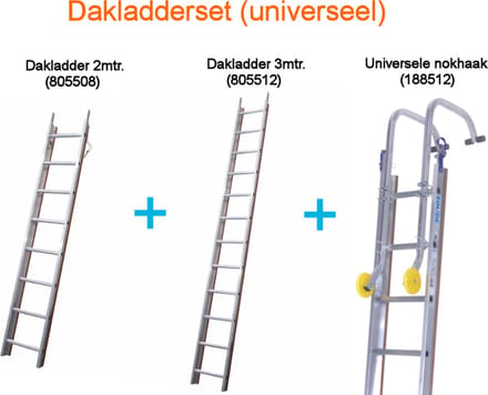 Solide dakladderset met universele nokhaak