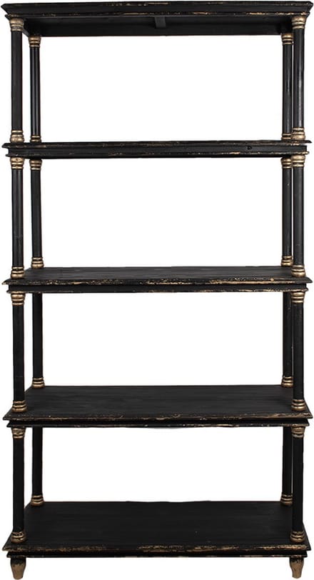 Clayre & Eef Boekenkast 110x40x210 cm Zwart Hout